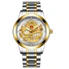 Новый бренд Men Gold Dragon Watches Ruby из нержавеющей стали кварц мужской модные бриллианты. Проверка Charm Man Business Clock224f