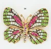 Mix colorido strass borboleta broches moda jóias liga esmaltado ouro animais broche pin vestidos acessórios atacado