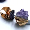 5 stks FreeForm Raw Natural Amethyst Cluster Crystal Point Ring Februari Birthstone Wide Gold Plated Purple Druzy Quartz Geode Verstelbare Ring