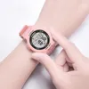 SYNOKE Pink Women Digital Watch 50m Waterproof Ladies Watches Unisex Watch Elegant Silicone Strap With Luminous299M