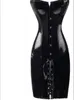 HAUT Corsets taille longue spéciaux Bustiers vêtements gothiques robe en simili cuir noir taille à pointes Shaper Corset S6XL CZ1527761700