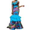 Afrikaanse jurken voor Vrouwen Batik Cire Imprimer Hors Épaule Lange Robe De Soirée Dame Élégante Sirène Avondjurk Maxi Jurk WY212