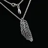 Flashing Light Feather CZ Diamond Necklace for Pandora 925 Sterling Silver High Quality Ladies Pendant Necklace with Original Box