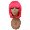 Bob peruk cosplay korta peruker för kvinnor syntetiskt hår med lugg rosa guldblond 12 färger avalivable1869388