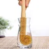 Natural Coconut Palm Brush Wooden Hand Cup Brush Long Handle Pot Glass Bottle Brush Kitchen Tableware Cleaning Tool