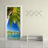 Etiqueta mural impermeável da porta da palmeira 3D para a sala de visitas autoadesiva
