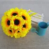 1pcs 14cm 5 5 Silk Sunflower Artificial Flower Ball Kissing Hanger Ball For DIY Wedding Party Decorations Bridal Flower Kis2543