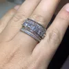 Sparkling Promise Ring Vintage Jewelry 925 Sterling SilverGold Fill 5 Rows White Topaz CZ Diamond Women039S Fashion Wedding Ba1808623