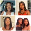 Human Hair Lace Front 13x4 Wigs Bob 130 كثافة البرازيلية البرازيلية البشرية البشرية قصيرة بوب شعر مستعار مستقيم الشعر الطبيعي 2184808