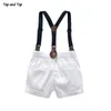 Baby Jungen Gentleman Kleidung Set Sommer Anzug für Kleinkind Gestreiftes Hemd mit Fliege + Hosenträger Weiße Shorts Formelle Jungen Kleidung T191024