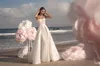 2019 Berta Sereia Vestidos De Noiva com Destacável Overskes Lace 3D Floral Applique Beads Beach Vestido de Noiva Vestito Da Spassa Vestido Bridal