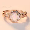 Drop Ship New Arrival White Fire Opal Rose gold color Fashion Jewelry Women Shiny CZ Wedding Rings US Size 5 6 7 8 9 10 11 124511027