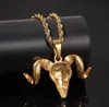 Colar Pingente de ouro 18K Bull Head Colar Pingente de 316 Stainess Aço Pendant chifre de touro com corrente 24inch Rope