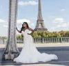 2020 Nouvelles Robes De Mariée Sexy Chérie Dentelle Appliques Sirène Robes De Mariée Sur Mesure Dos Nu Balayage Train Plus La Taille De Mariage Dr300p