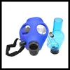Masque à gaz Bong Narguilé Pipes à fumer couleurs assorties avec des conduites d'eau en acrylique Masque à gaz en silicone fumer Bong