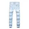 Floral Rose Embroidery Jeans Hommes Ripped Holes Design Jeans Mens Hip Hop Slim Blue Black Denim Pant Plus Size