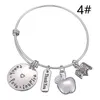 Love Inspire Teach White Crystal Apple Liniaal Armband RVS Hanger Bangle Sieraden Cadeau Leraar Vriend DLH2049795276