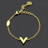Nouvelle mode titane acier haute qualité V pendentif bracelet collier en or 18 carats trois couleurs charme femmes aiment bracelet bijoux en gros