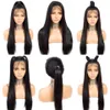 Perucas 360 peruca frontal de renda pré-arrancada com cabelo de bebê longo malaio reto renda frontal perucas de cabelo sintético resistente ao calor para preto wo