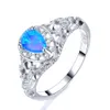5 szt. Luckyshine S925 Srebrne kobiety OPAL Pierścienie Niebieskie białe naturalny Mystic Rainbow Topaz Wedding Engagemen Pierścienie #7-10246V