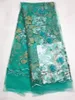 5yards pc most fashion wine french net lace fabric with beads flower embroidery african mesh material for dress qn752