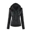 Jacket Women Winter Faux Leather Hooded Casual Basic Jackets Plus Size 7XL Ladies Fashion Motorcycle Coats Outerwear Female