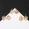 Latest Designer Coloful Shell Paper Sequins Resin Stone Dangle Earrings For Women Gold Plating Round Shape Earring Ear Best Jewelry Gifts-Y