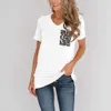 Zomer 2020 Dames Plus-Size T-shirt, Leopard Print Pocket Korte mouw Casual T-shirt, Dames Single Style T-shirt