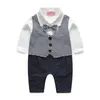 Zestawy odzieży noworodka 2020 NOWOŚĆ Przyjazdu Baby Boy Ubrania Baby Rompers Płaszcz z krawatem Formal Party Wear8475429