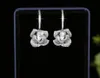 Ny designer dangle örhängen bröllop smycken kvinnor rosa blomma örhänge s925 silver cubic zirconia earing ringar