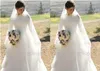 2016 robes de mariée musulmanes col haut demi manches appliques satin tulle longueur de plancher robes de mariée modestes robes de mariée fermeture éclair