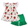 INS Kinder Mädchen Baumwolle Outfits Sommer Erdbeere Spitzenkleid Tops + Rüschen Shorts 2 Stück Anzüge Sommer Floral Zitrone Kleinkind Kinder Kleidung Y1340