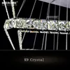 Modern Kristal Avize Işık HangingLamp Oturma Odası Yatak Odası Için AC90-260 V Kare Nordic Ev Dekorasyon LED Yüzük Kolye Işık Armatürleri