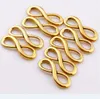 300Pcs Antique Silver gold Bronze Feather Infinity Symbol Connectors Pendant Charms For necklace Jewelry Making findings 23x8mm1900372