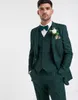 Ternos de casamento Blazer Suits Designer 2020 dois botão verde escuro Noivo Smoking Groomsmen Best Man masculinos (jaqueta + calça + Vest)