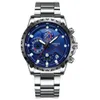 Relogio nibosi masculino relógio de pulso masculino marca superior luxo esporte cronógrafo militar aço inoxidável wacth masculino azul clock244s