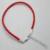 100PC / Massor Röd färg Leatheroid Flätad String Armband 18 - 20cm Lycka Läderarmband Tjej Smycken Present