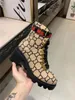 (Com caixa) Bota de lã Ebony Botas femininas com sola de cano alto e salto alto Botinhas douradas Ilhós Botas de marca Sapatos quentes de inverno Sapato Oxfords