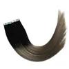 12 "-24"人間の髪の伸びのテープ灰色のオムレ人間の毛40pcsテープの髪の伸縮性の人間のPUのシームレスな皮の緯糸