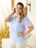 Dames T-shirt 2022 Zomer Vrouw Plus Size Tops voor Vrouwen Grote Korte Mouw Casual Losse Pailletten V-hals Shirt Roze 4XL