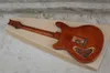 Factory Custom Red Brown Electric Guitar Kit(Parts) with Maple Fretboard,Neck and Body,Semi-finished Guitar,Black Bird Inlay