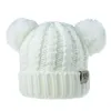 Fashion Parent-child Caps Cute Infant Baby Pompon Winter Hat Double Fur Ball Hat Mother Kids Warm Knitted Hat Newborn Beanie Cap 1-9 Years