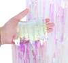 Wholesale party backdrop Wedding room decoration Foil Curtains 1Mwide and 1M long Colorful transparent rain-silk curtain tassels WQ63