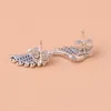 Pandora Jewelryの卸売人格創造的なイヤリングCZダイヤモンドと壮大な羽の女性のイヤリングを持つ箱925スターリングシルバー