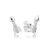 2019 NEW 100% 925 Sterling Silver Shine pandora Flower Stem Small Asymmetric Hearts of Love Hoop Earring Fit DIY Women Original Jewelry