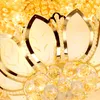 Modern Crystal Ceiling Lights Fixture LED Light American Golden Lotus Flower Ceiling Lamp Home Indoor Lighting Temple Gold illumination