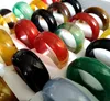 20st/Lot Män Kvinnor Multicolor Smooth Solid Jade Ring Lady Vacker Agate Ring Natural Gem Stone Charm smycken Lover Xmas Gift Great Value