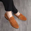 2019 Fashion Loafers Mlae Dress Shoes Men Suede Leather Shoes Classic Business Party Office Wedding Men's Flats