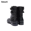 Batzuzhi Marke Neue Männer Schuhe Spitzen Metall Spitze Ritter Boot Männer zapatos de hombre Schwarz Echtes Leder Kampf Stiefel für männer Bota