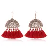 Boucles d'oreilles de Style National bohémien pour femmes, faites à la main, glands rouges chinois, pendentifs, boucles d'oreilles géométriques, bijoux à la mode